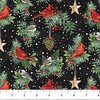 Northcott Winter Song Birds Black/Multi