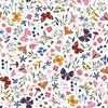 P&B Textiles Flutter Blooms Large Scale Butterflies and Flowers White/Multi