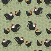 Benartex Heartland Field Roosters Light Green