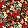 Studio E Fabrics Tis The Season Main Floral Amaryllis Black