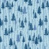 Clothworks Scandinavian Winter Flannel Boreal Forest Denim