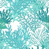 Clothworks Seashell Wishes Coral Forest Turquoise