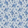 Blank Quilting English Blue and White Birds with Flowers Light Gray