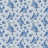 Blank Quilting English Blue and White Birds with Flowers Light Gray