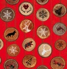Studio E Fabrics Warm Winter Wishes Tossed Circles Rustic Motifs Red