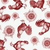 QT Fabrics Rule the Roost Roosters and Sunflowers Red