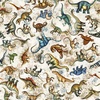 QT Fabrics Savage Kingdom Tossed Dinosaurs Sand