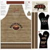 Clothworks Backyard BBQ Panel 45" Canvas Apron & Mitts Brown