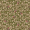 Lewis and Irene Fabrics Isabella Arts and Crafts Birds on Forest Green