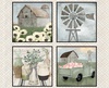 3 Wishes Fabric White Cottage Farm Countryside Panel