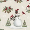 Moda Winter Friends Snowman and Cardinal Allover Snowy White