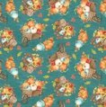 Blank Quilting Autumn Blessings Autumn Wheelbarrows and Cornucopias Teal