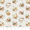 Northcott Woodland Heart Hexie Cream/Multi