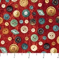 Northcott Stonehenge Stitchin Buttons Red/Multi