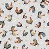 QT Fabrics Poultry in Motion Hens and Chicks Gray