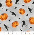 Northcott Spellbound Crows-Pumpkins Gray/Multi