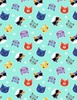 Wilmington Prints Fe-Line Frisky Cat Heads Teal
