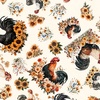 QT Fabrics Rule the Roost Tossed Roosters & Flowers Light Cream