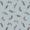 Lewis and Irene Fabrics Small Things Rivers and Creeks Otters Muted Blue