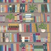 Lewis and Irene Fabrics Bookworm Book Shelves Warm Brown