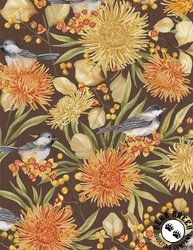 Wilmington Prints Chickadee Charm Large Birds and Floral All Over Brown Wilmington Prints Chickadee Charm Large Birds and Floral All Over Brown