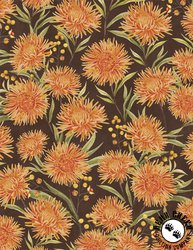 Wilmington Prints Chickadee Charm Chrysanthemum All Over Brown