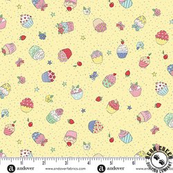 Andover Fabrics Afternoon Tea Cupcake Confetti Yellow