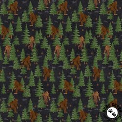 P&B Textiles Bigfoot Country Bigfoot in the Night Allover Black
