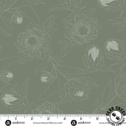 Andover Fabrics Colored Me Whispered Protea Whisper Olive Green