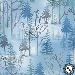Benartex Woodland Wonderland Pine Medium Blue Benartex Woodland Wonderland Pine Medium Blue