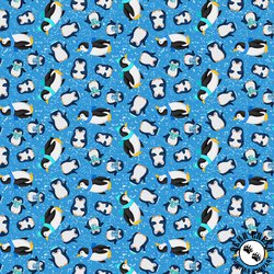 Clothworks Snow Drift Penguins Dark Pool