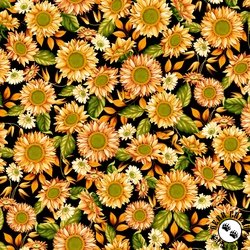 Studio E Fabrics Autumn Fields Sunflowers Black