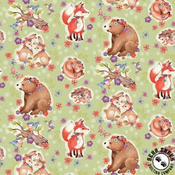 Studio E Fabric In The Thicket Woodland Animals Green/Multi