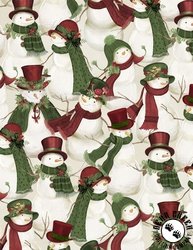 Wilmington Prints Woodland Snowmen Packed Snowmen Cream Wilmington Prints Woodland Snowmen Packed Snowmen Cream