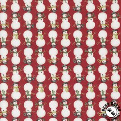 Moda Winter Friends Stacked Snowman Berry Red