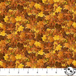 Northcott Autumn Woodland Naturescapes Packed Leaves Rust