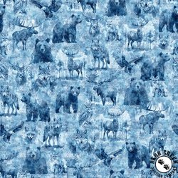 QT Fabrics Mountain Splendor Lodge Animals Light Blue QT Fabrics Mountain Splendor Lodge Animals Light Blue