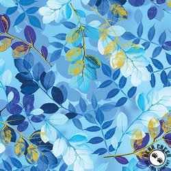 Benartex Metallic Impressions Ethereal Leaves Light Blue Benartex Metallic Impressions Ethereal Leaves Light Blue