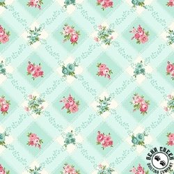 Henry Glass Serene Garden Trellis Florals Aqua Henry Glass Serene Garden Trellis Florals Aqua