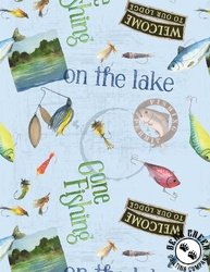 Wilmington Prints Gone Fishing Large Toss Blue Wilmington Prints Gone Fishing Large Toss Blue