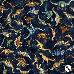QT Fabrics Savage Kingdom Tossed Dinosaurs Dark Navy QT Fabrics Savage Kingdom Tossed Dinosaurs Dark Navy