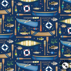 Benartex Sail Away Lake Life Navy