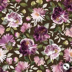 QT Fabrics Dahlia Dreams Dahlias Chocolate QT Fabrics Dahlia Dreams Dahlias Chocolate