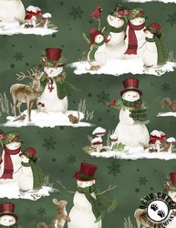 Wilmington Prints Woodland Snowmen Scenic Snowmen Green Wilmington Prints Woodland Snowmen Scenic Snowmen Green