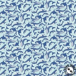 Andover Fabrics Deep Blue Sea Fins and Tails White