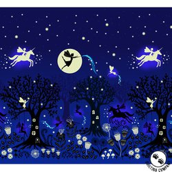 Lewis and Irene Fabrics Glow Fairies Double Border Night Lewis and Irene Fabrics Glow Fairies Double Border Night