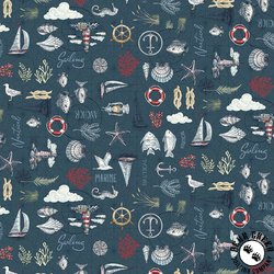 Andover Fabrics High Tide Maritime Dark Blue