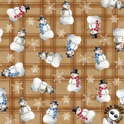 Henry Glass Hollyville Manor Tossed Snowmen Caramel Henry Glass Hollyville Manor Tossed Snowmen Caramel