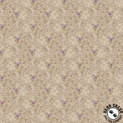 Marcus Fabrics Plumberry III Three Blooms Tan