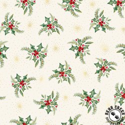 P&B Textiles Joyful Tossed Holly Cream